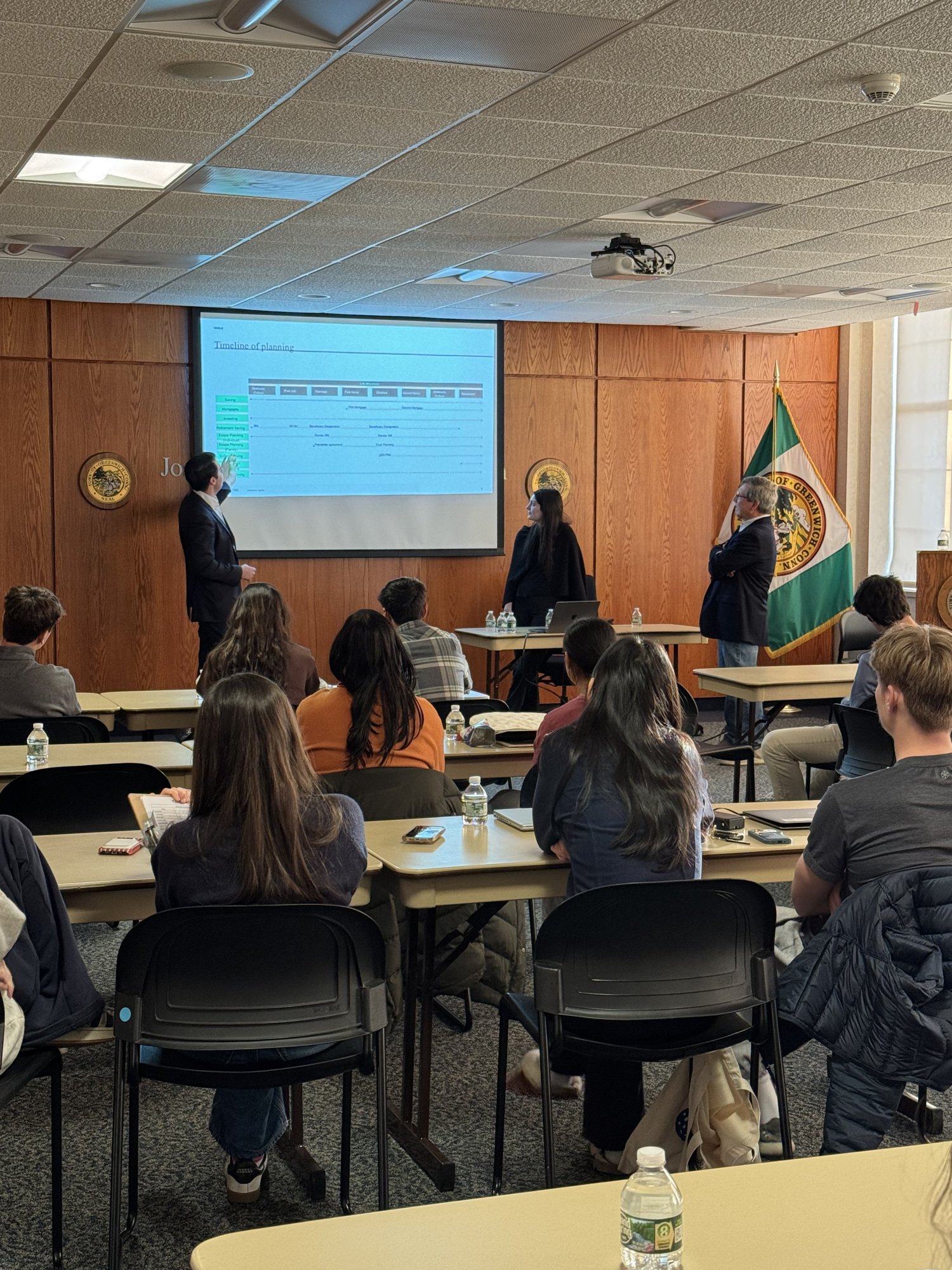 Students seated in rows for the condensed finance curriculum segment before the hands-on AI session